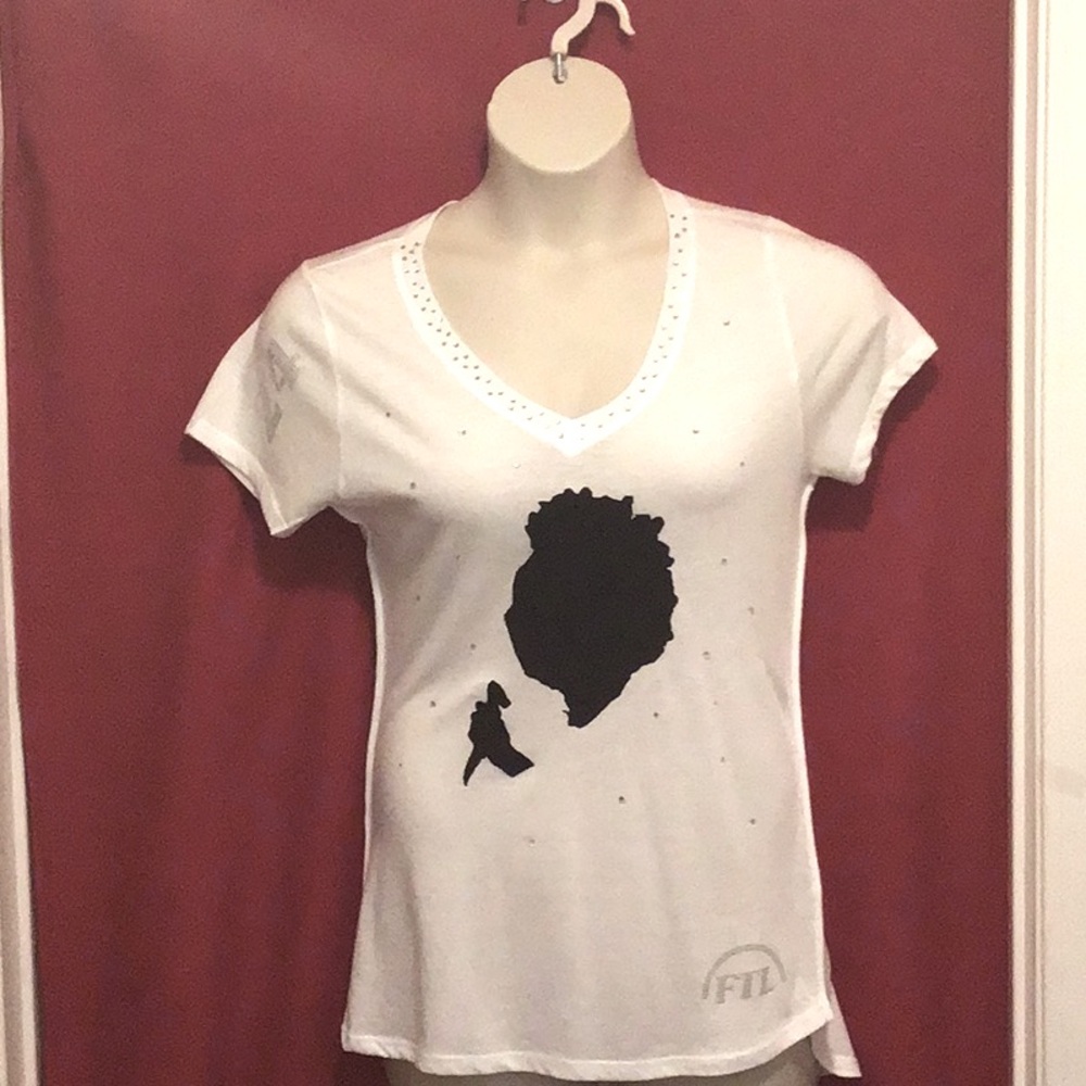 White Fitted Short Sleeve T-Shirt with Black Design